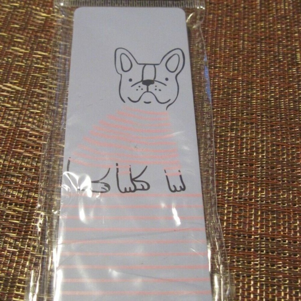 24 Count Bulldog Bookmarks purple with pink yarn shirt Cute Gift for any reader